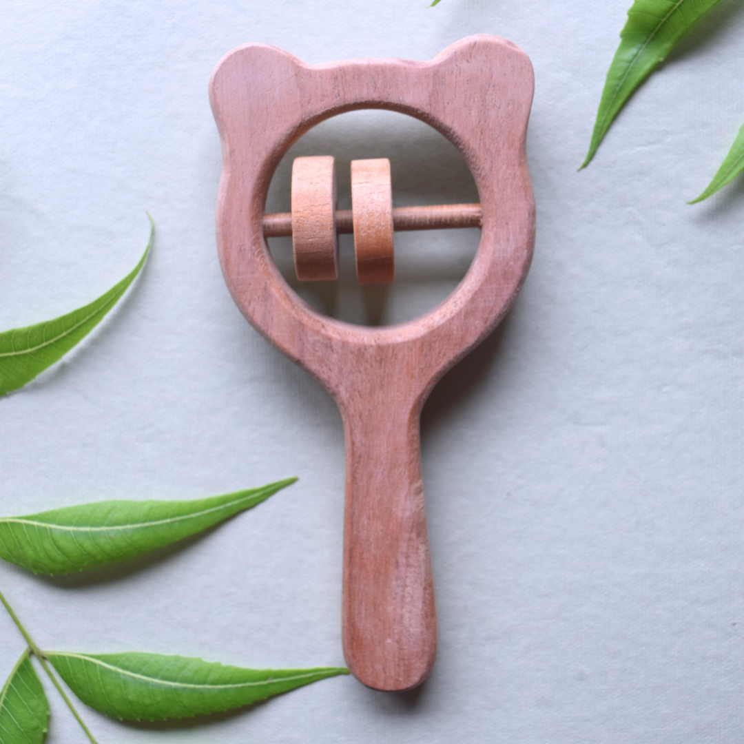 Neem Wood Teddy Rattle