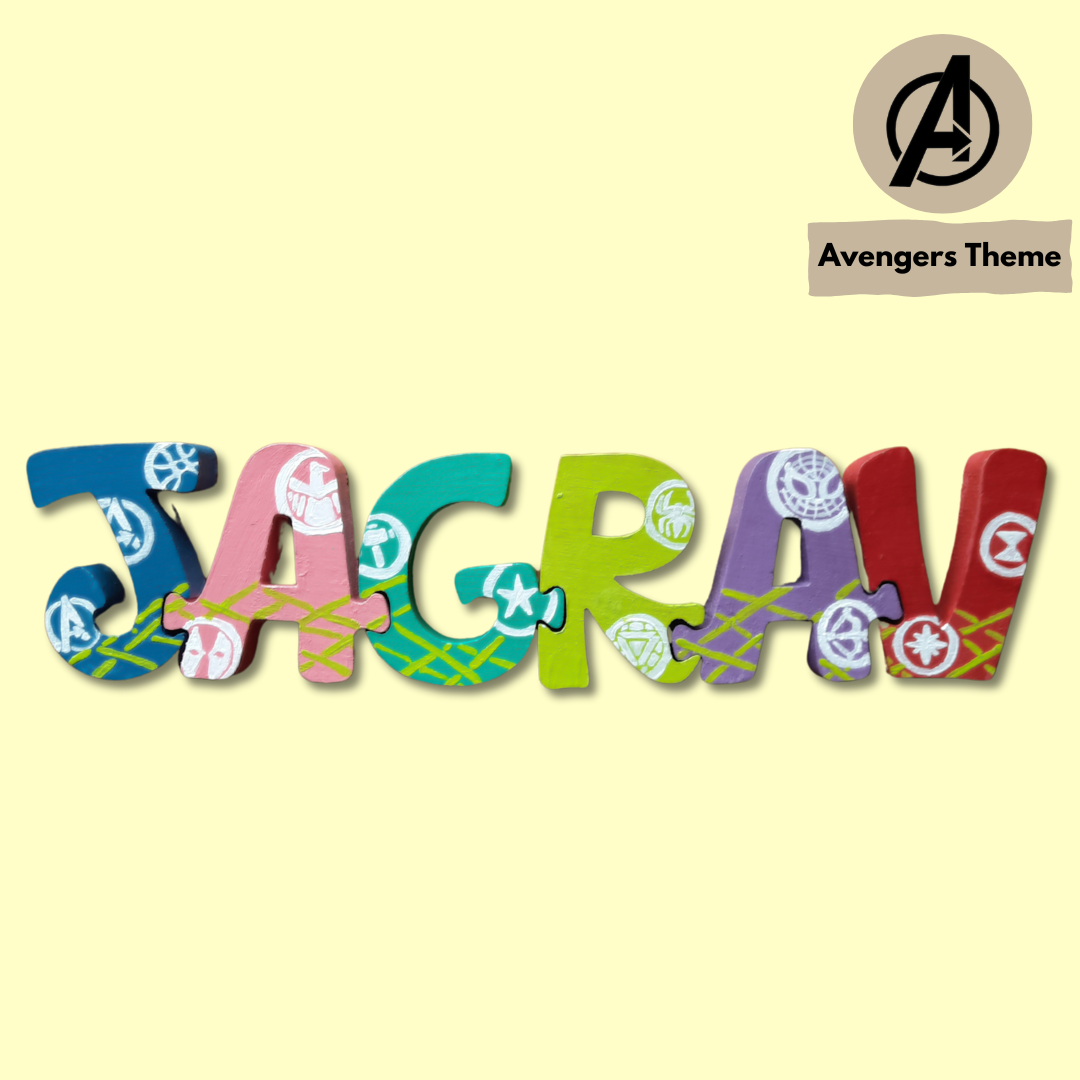 Avengers themed Interlockable Jigsaw Nameblock