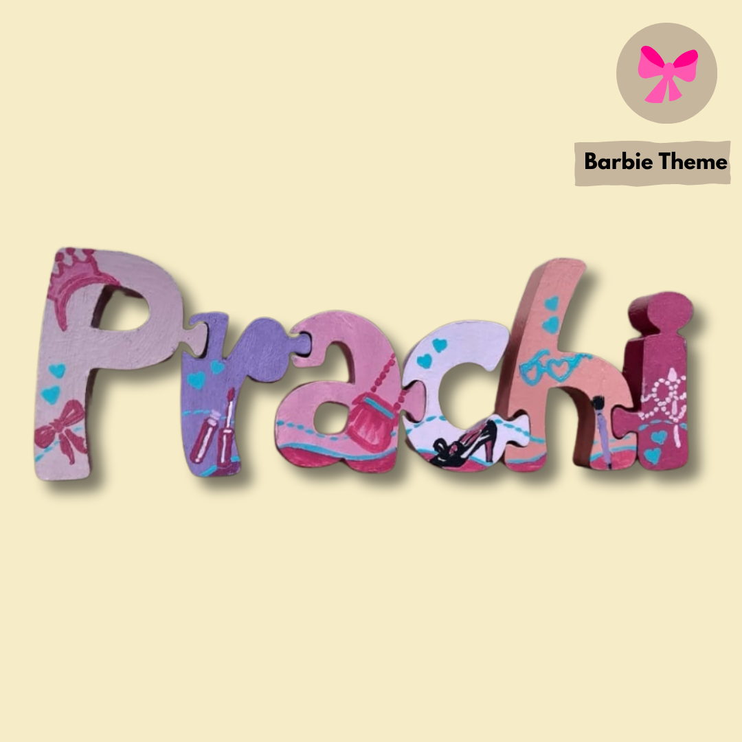 Barbie themed Interlockable Jigsaw Nameblock