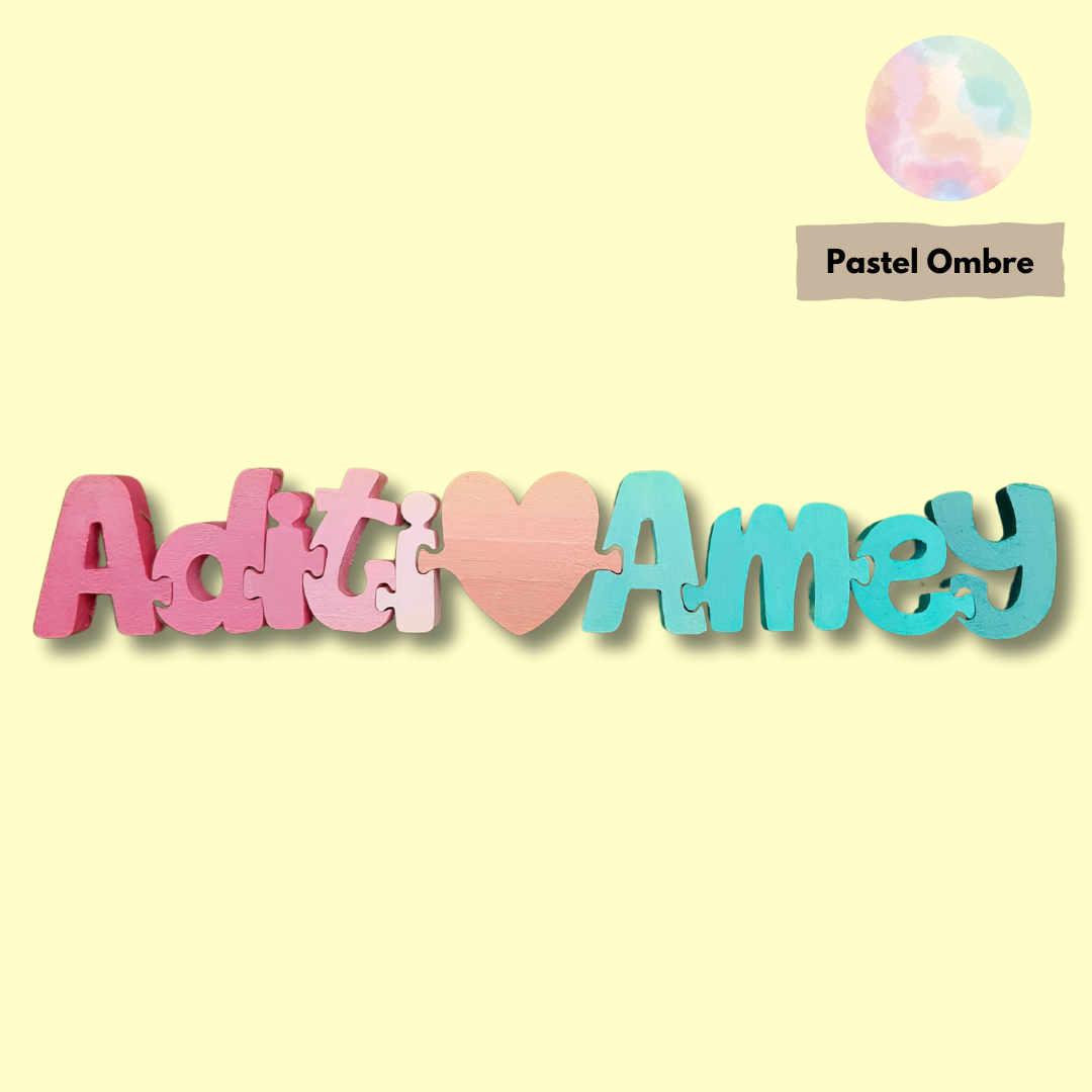 Pastel Ombre themed Interlockable Jigsaw Nameblock