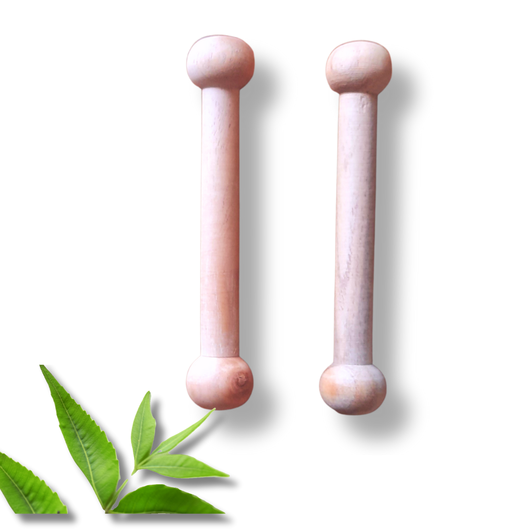 Neem Wood Dumbbell Teethers – Set of 2