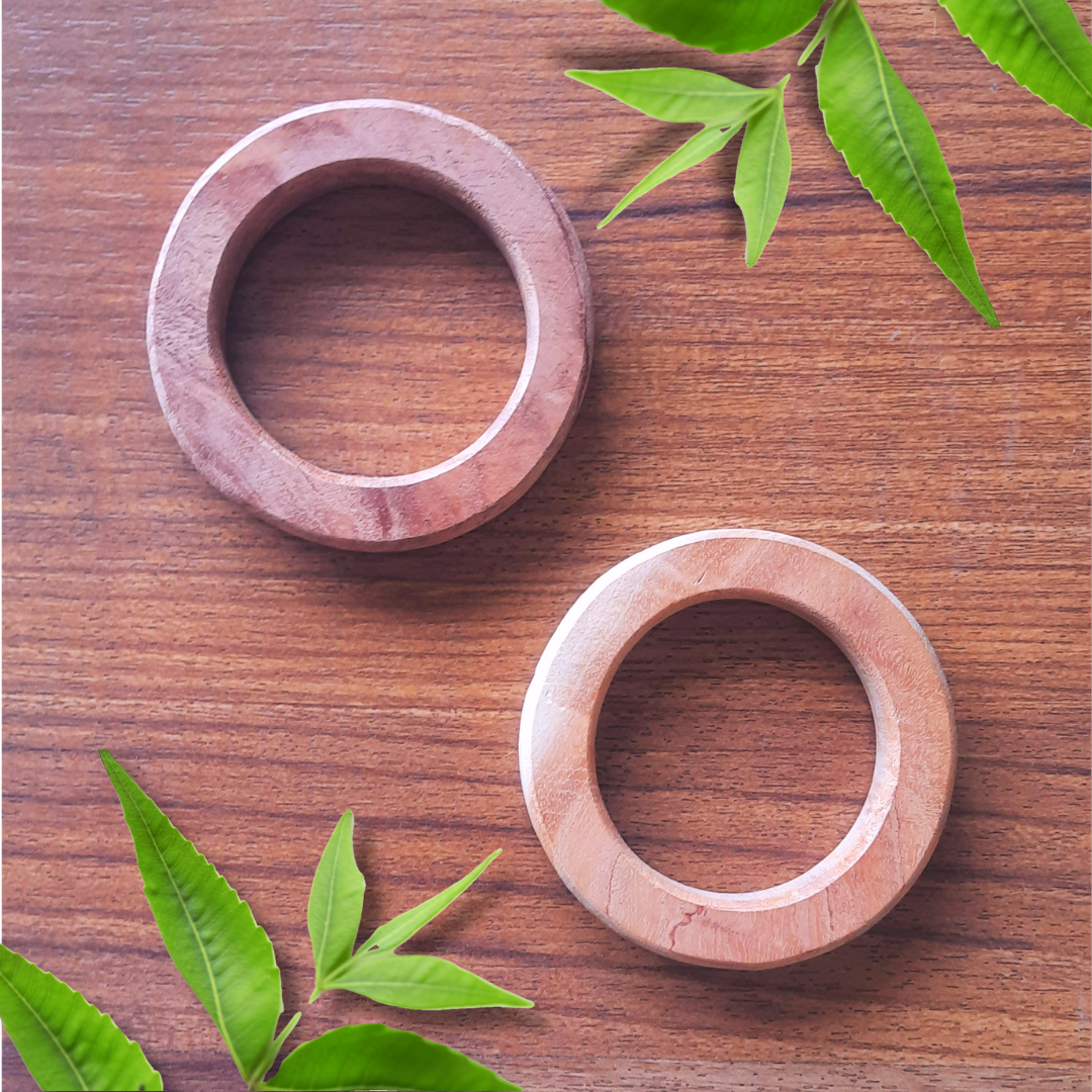 Neem Wood Circle Teether – Set of 2