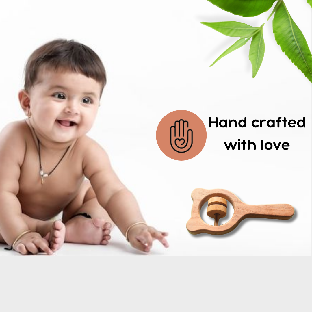 Neem Wood Teddy Rattle