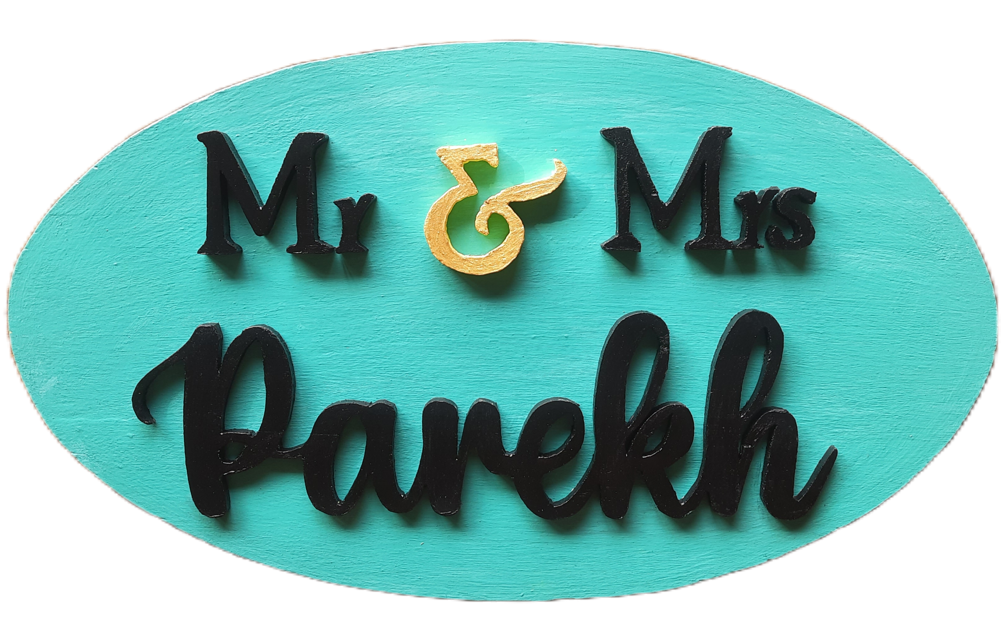 Hand Painted Personalized Elegant Themed Oval Wooden Nameplate