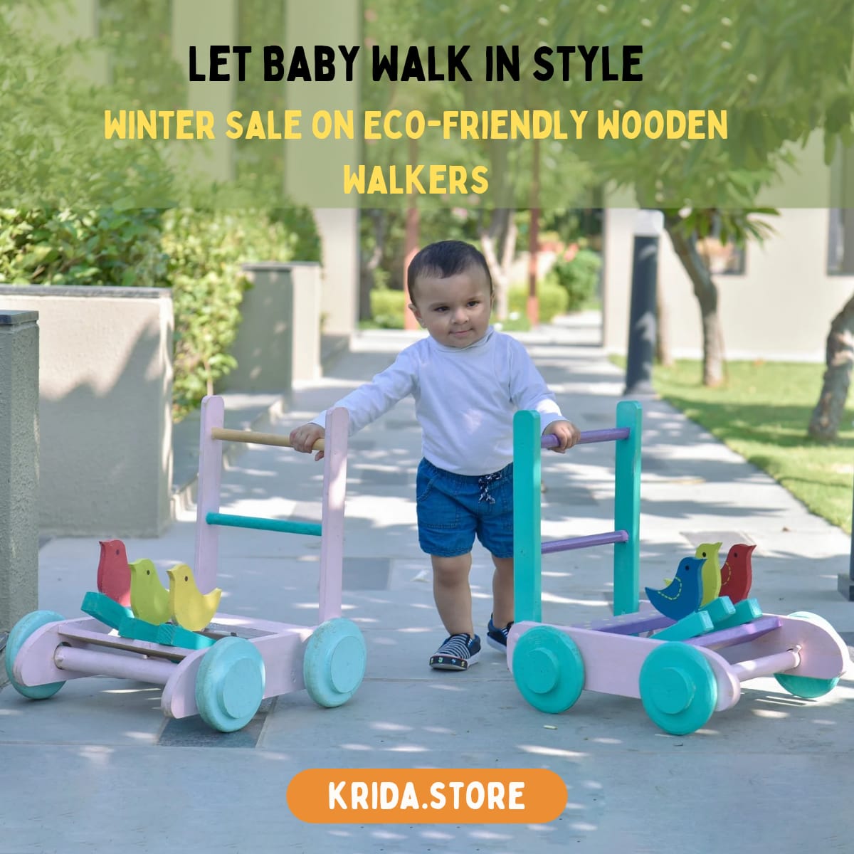 Wooden Rhythmic Baby Push Walker