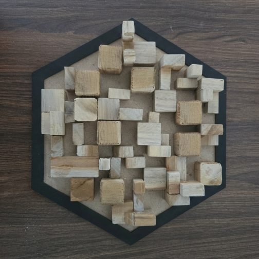 Montessori Hexagonal Wooden Texture Sensory Board with 12 Touch-and-Feel Surfaces for Preschool Children