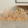 Wooden pieces for imaginative play with natural geometric shapes for children's creative building