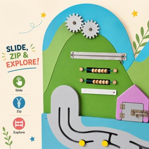 Montessori All in One Wooden Sensory Story Board for Preschool Interactive Learning