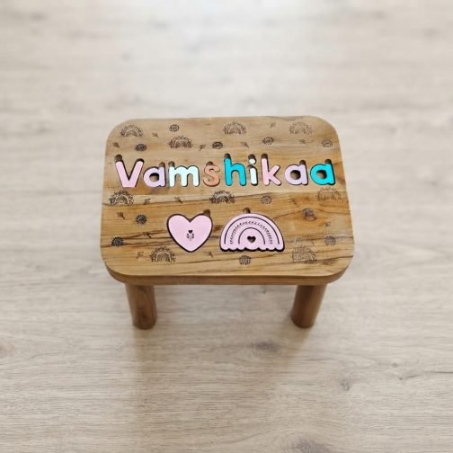 Customised Name Desk personalised wooden kids study table with colourful name letters