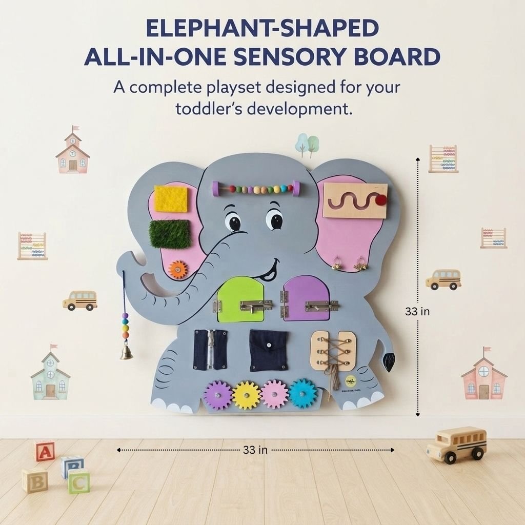 Elephant Shaped All-in-One Sensory Board
