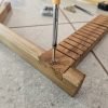 Standing wooden handloom with weaving threads and shuttle for kids creative learning