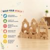 Wooden pieces for imaginative play with natural geometric shapes for children's creative building