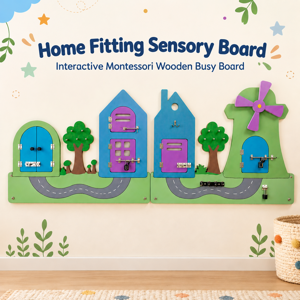Home Fitting Sensory Board &ndash; Interactive Montessori Wooden Busy Board