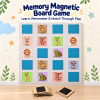 Memory magnetic board game with animal pictures and blue magnetic cover tiles