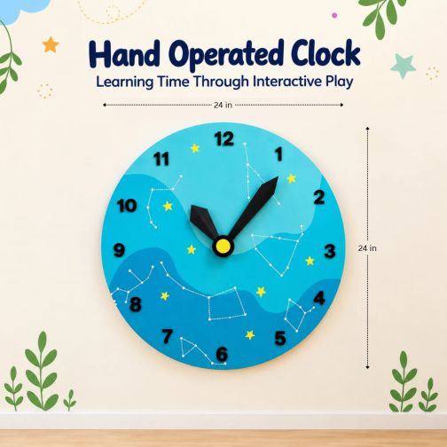 Montessori Wooden Hand Operated Clock Sensory Board for Preschool Time Learning