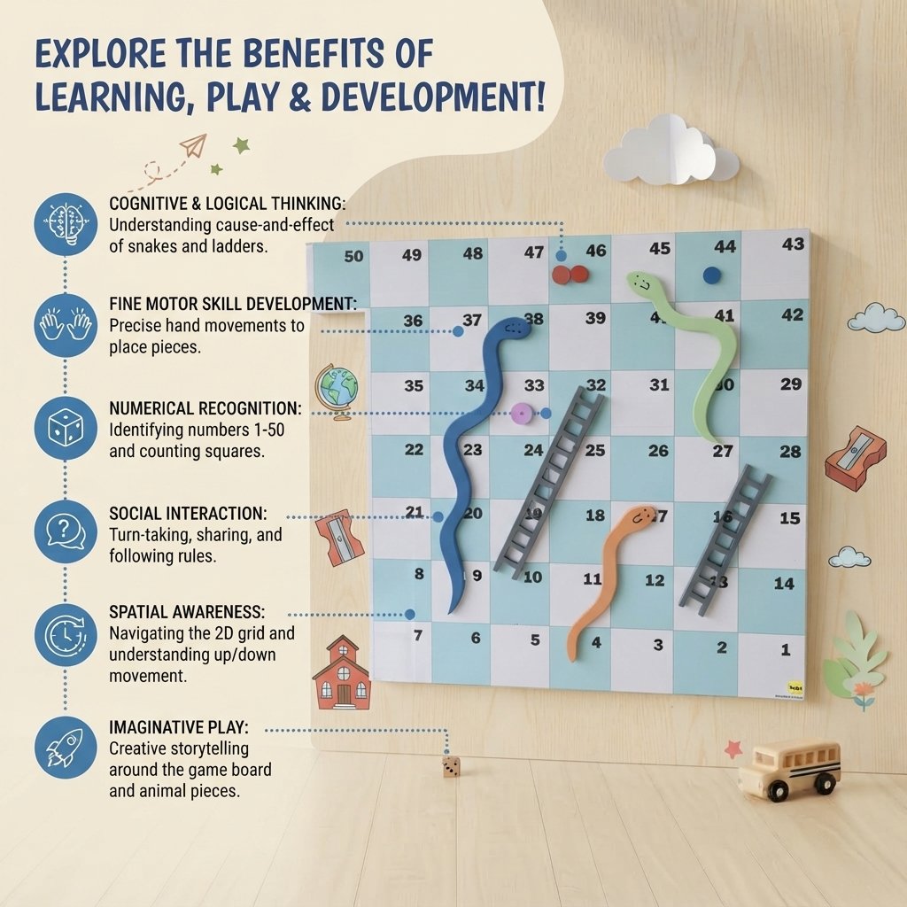 Snakes &lsquo;n&rsquo; Ladders Large Size Wall Activity Board for Preschool