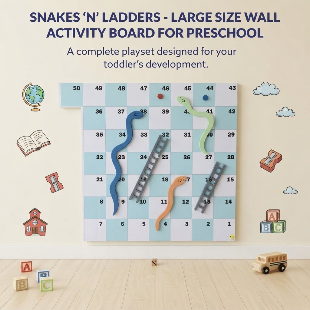 Snakes &lsquo;n&rsquo; Ladders Large Size Wall Activity Board for Preschool